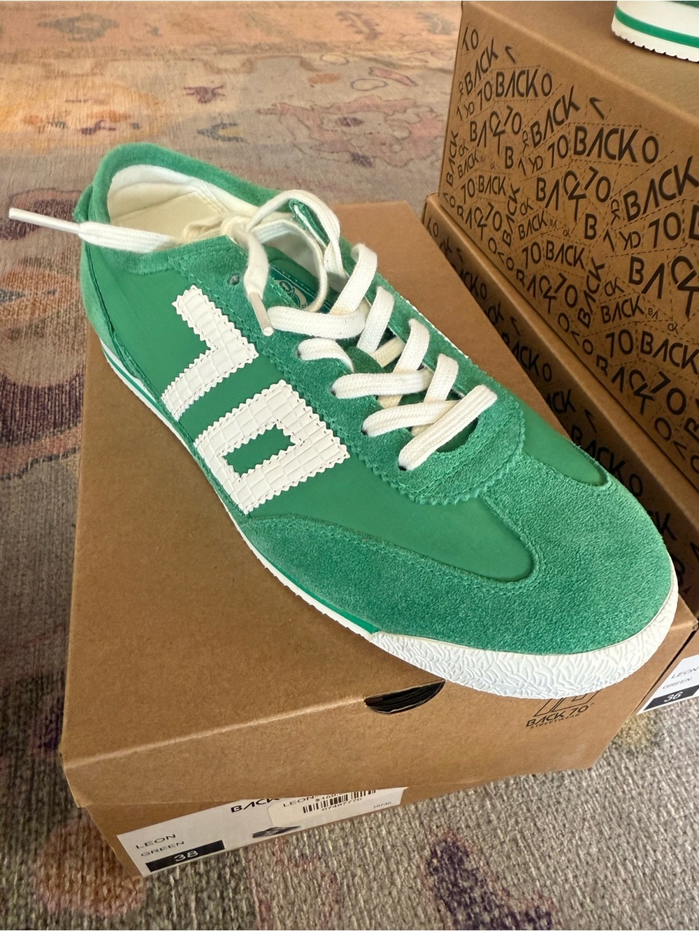 Green Retro Runner Sneakers with White Accents